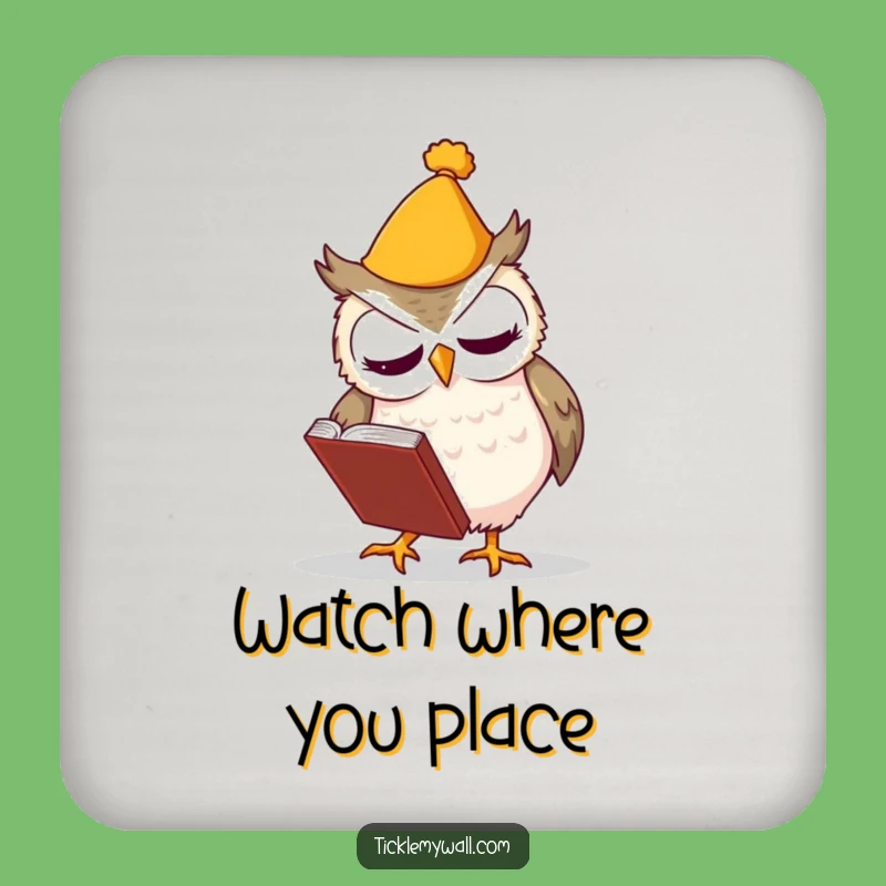 Funny Clumsy Owl Coaster Set - Protect Surfaces with Humor!
