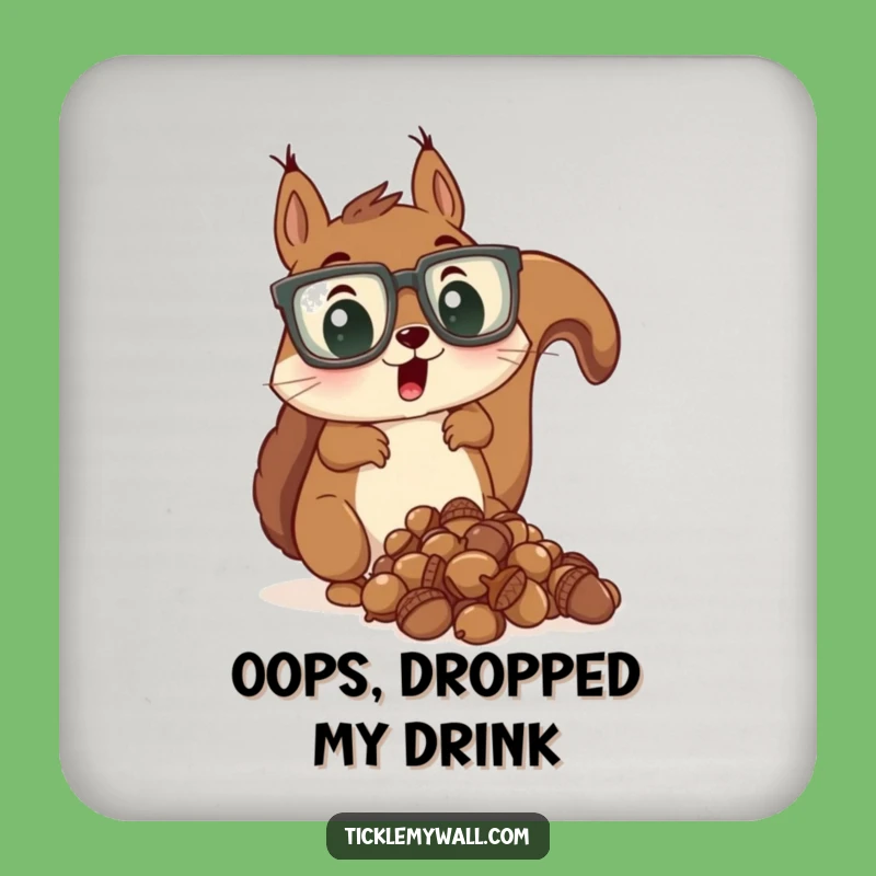 Funny Coasters Set: Surprised Squirrel's Acorn Drop Protection Gift