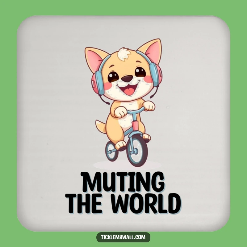 Funny Dog Unicycle Earmuffs Coaster: Protect Surfaces with Humor Gift