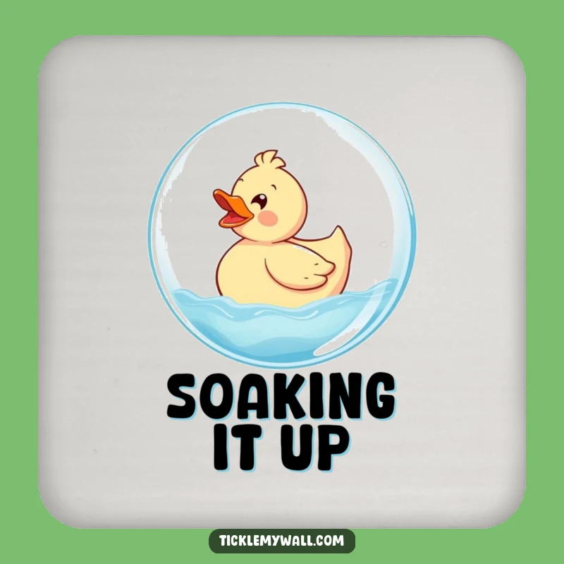 Funny Rubber Ducky Bubble Coaster: Delighted Ducky Rides Giant Bubble, Protect Surfaces Funny Gift