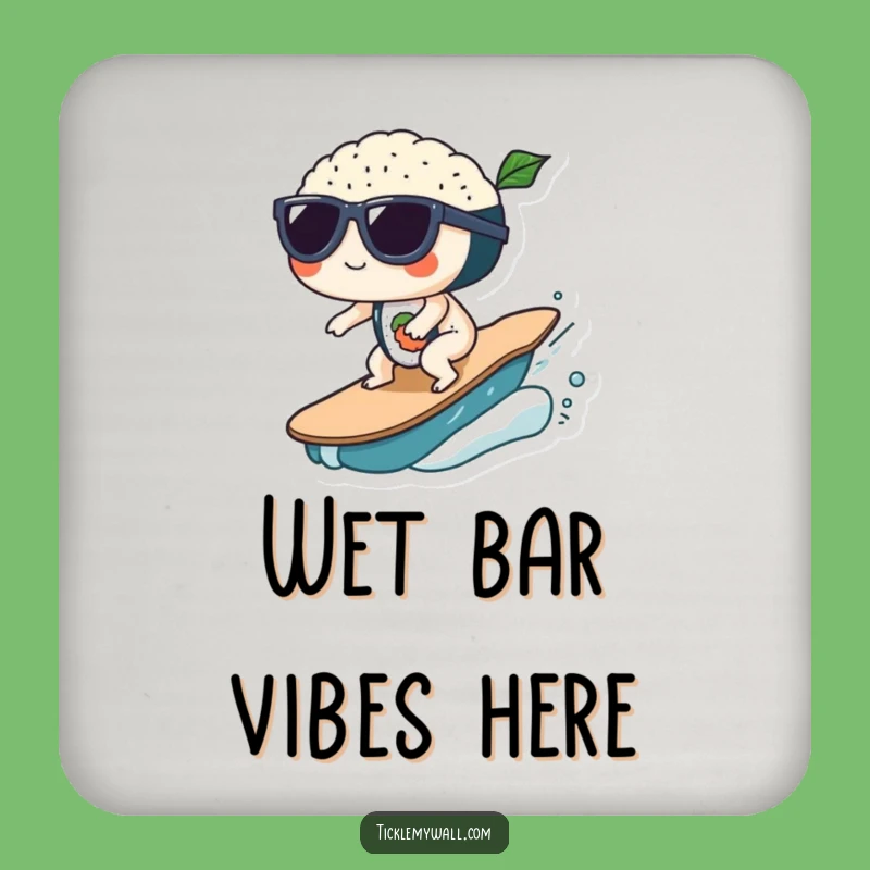Funny Sushi Wave Sunglasses Coaster: Protect Surfaces Coolly!