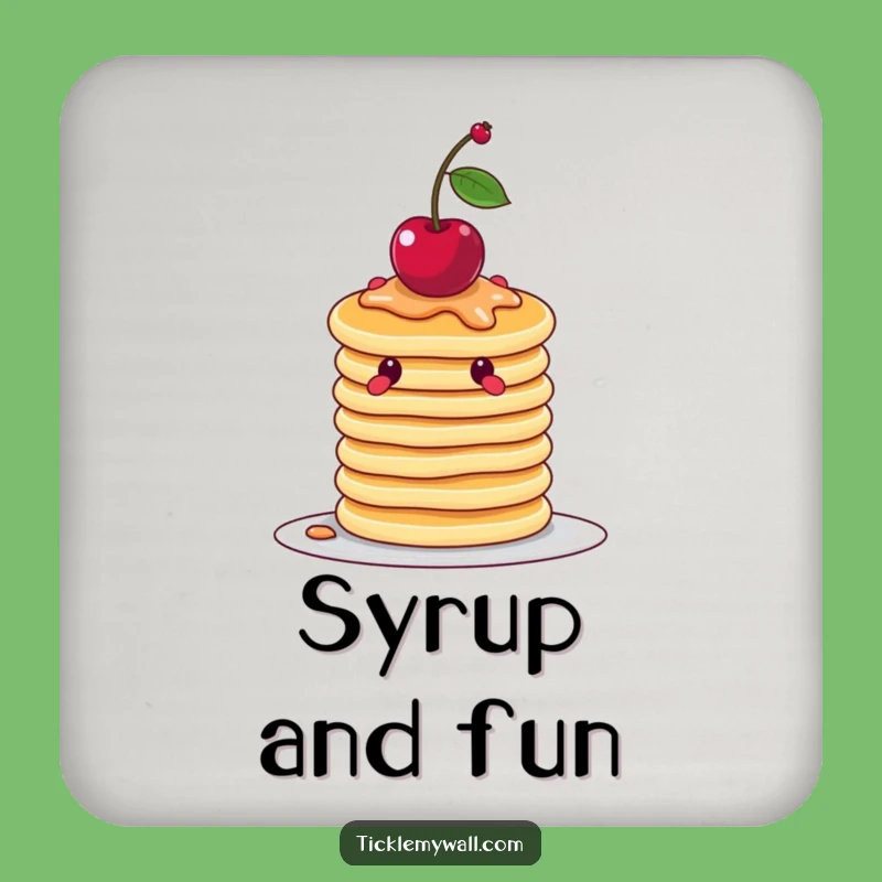 Funny Wobbly Pancake Coasters, Protect Surfaces Cherry Fun, Set of Hilarious Gifts