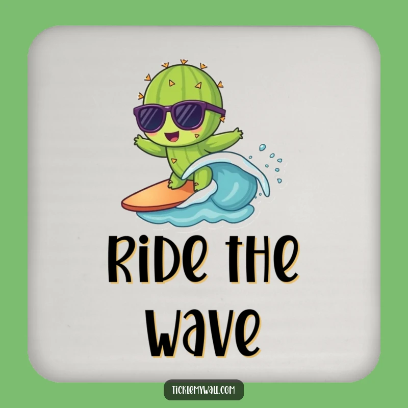 Funny Cactus Surfing Drink Coaster - Protect Surfaces with Desert Cool!