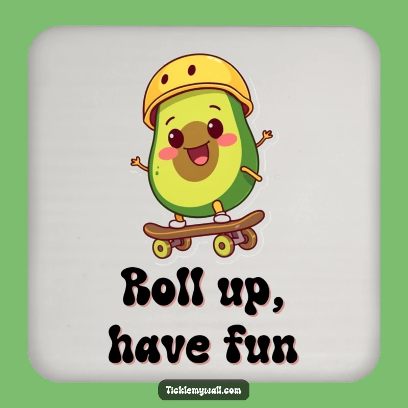 Funny Avocado Skateboarder Drink Coaster: Protect Surfaces with Style