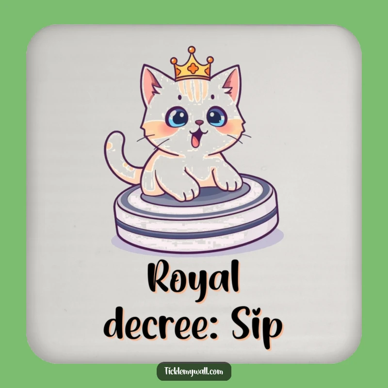 Funny Cat Crown Roomba Coaster: A Hilarious Touch for Your Table