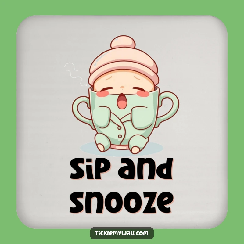 Funny Sleepy Teacup Drink Coaster Gift - Protect Surfaces with Calm!