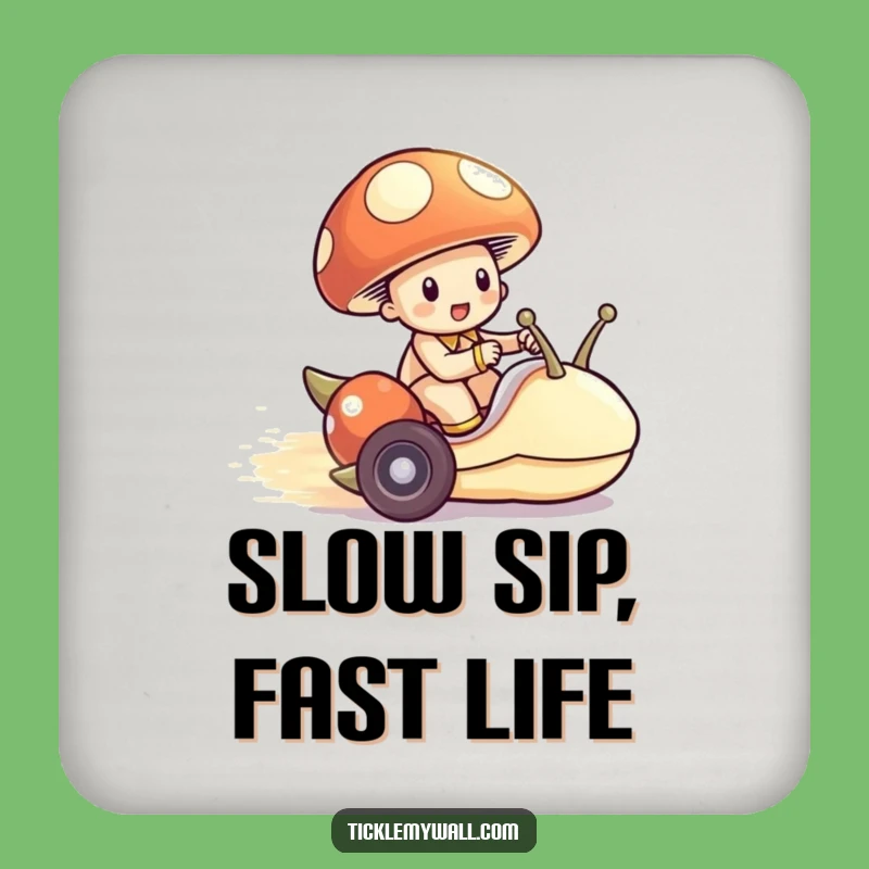 Funny Mushroom Snail Racer Coaster: Protect Surfaces with Tiny Charm