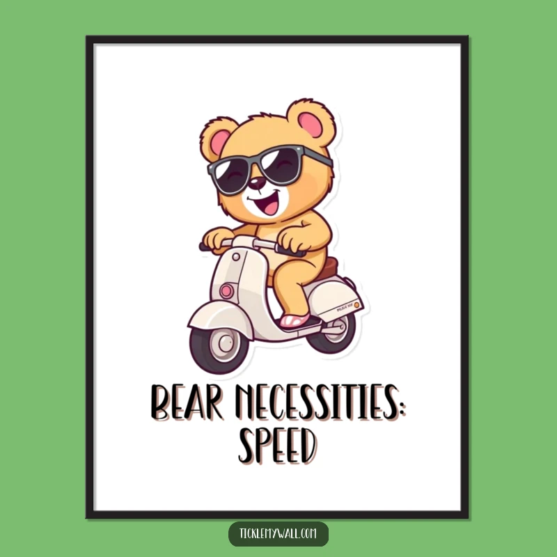 Funny Teddy Bear Scooter Poster: Brighten Your Walls with This Hilarious Cool Bear Art