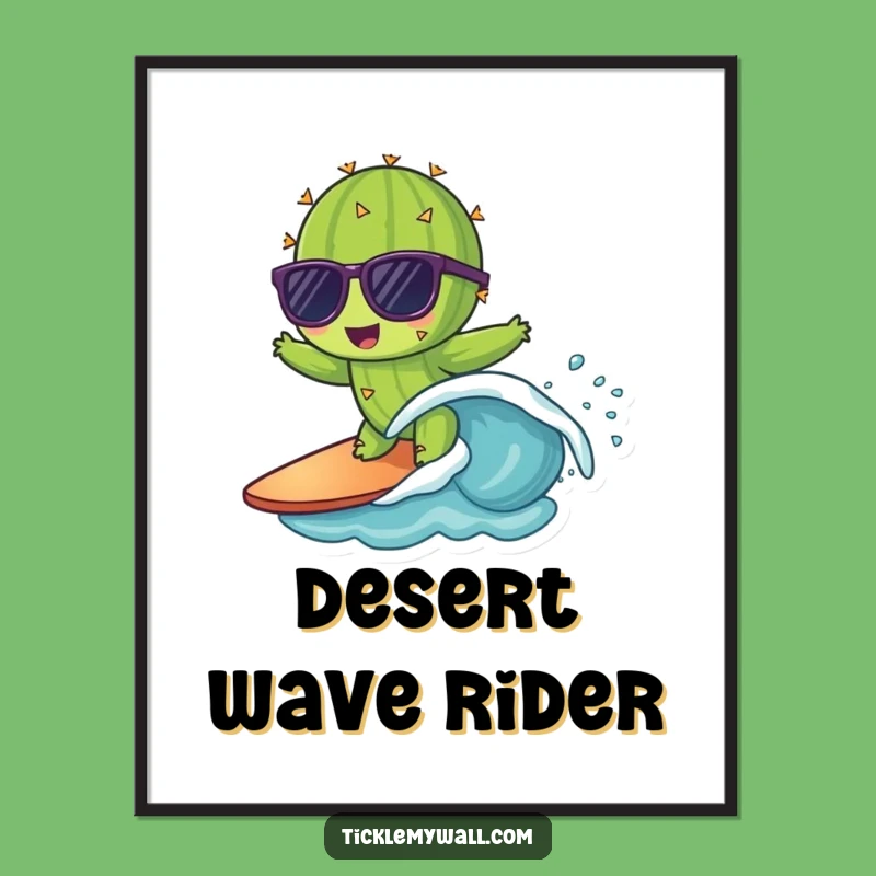Funny Cactus Surfing Poster - Bring Desert Cool to Your Walls!