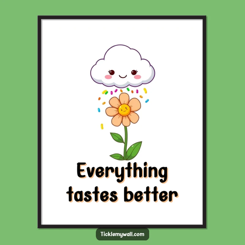 Funny Cloud Sprinkle Flower Poster: Cheerful Wall Art for a Happy Home Gift