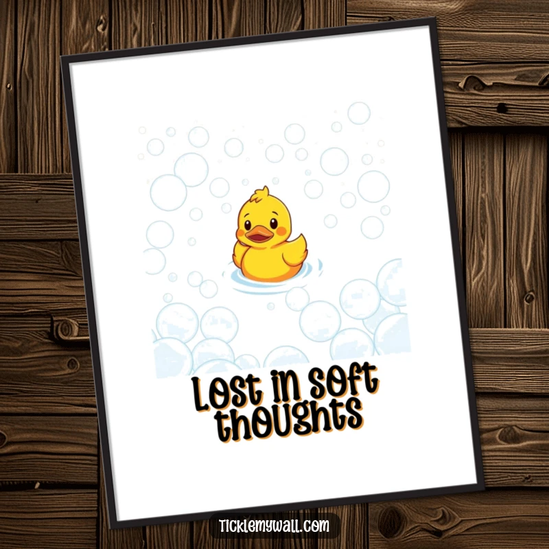 Funny Confused Duck Bubble Maze Poster: Confused duck lost in bubble maze, funny wall art.