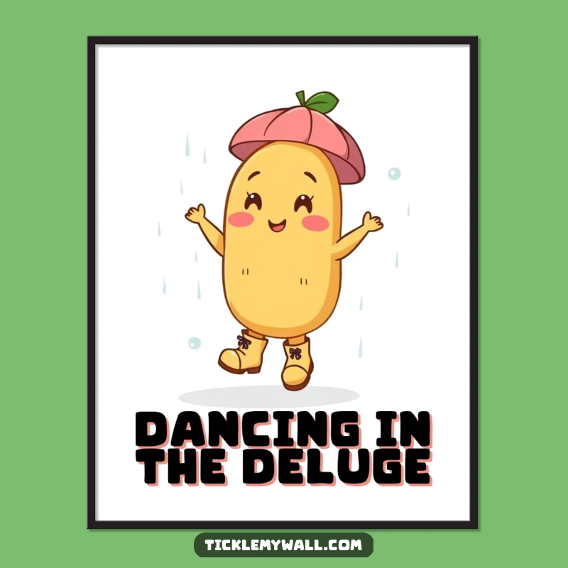 Funny Dancing Potato Boots Rain Poster: Hang Up Happy Vibes!