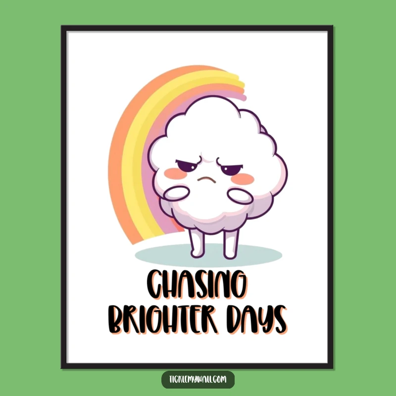 Funny Grumpy Cloud Poster: Rainbow Hug Wall Art, Amusing Funny Gift