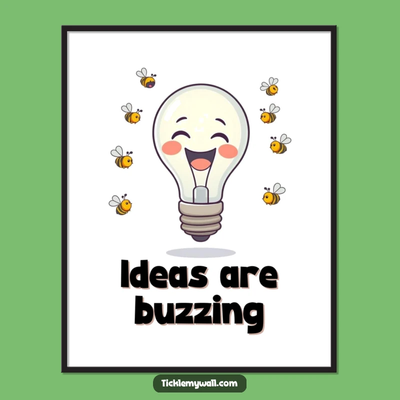 Funny Laughing Lightbulb Bees Poster - Witty Art for Humorous Decor