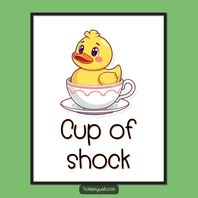 Funny Rubber Ducky Teacup Poster: Surprise Bath Art, Hilarious Wall Decor Gift
