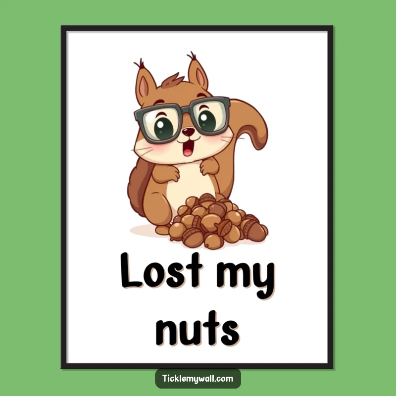 Funny Squirrel Poster: Surprised Glasses Guy's Acorn Art Gift