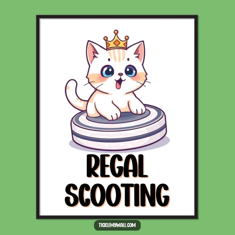 Funny Cat Crown Roomba Poster: Hilarious Wall Art for a Royal Laugh