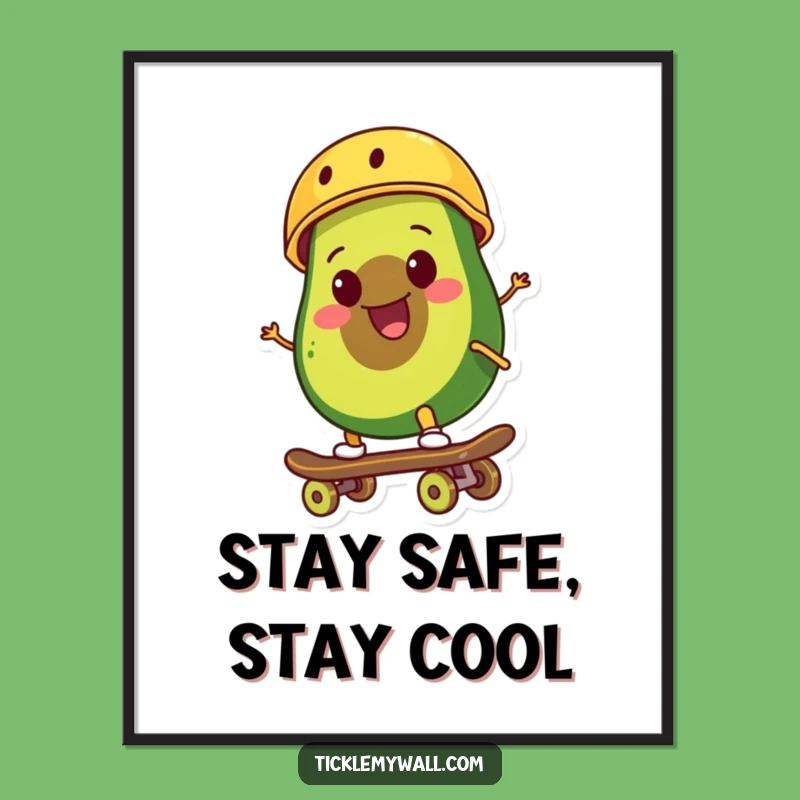 Funny Avocado Skateboarder Poster: Cool Wall Art