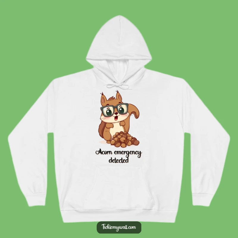 Funny Cozy Hoodie: Surprised Squirrel's Glasses Acorn Drop Gift
