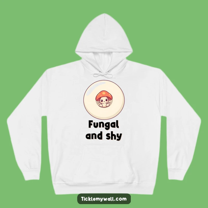 Cozy Funny Shy Mushroom Button Hoodie - Warm & Humorous Comfort for Introverts