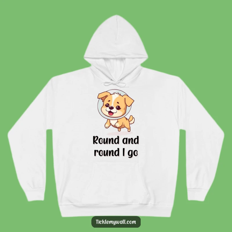 Funny Dog Cone Hoodie: Bewildered Pup Chasing Tail, Cozy and Hilarious Gift Idea