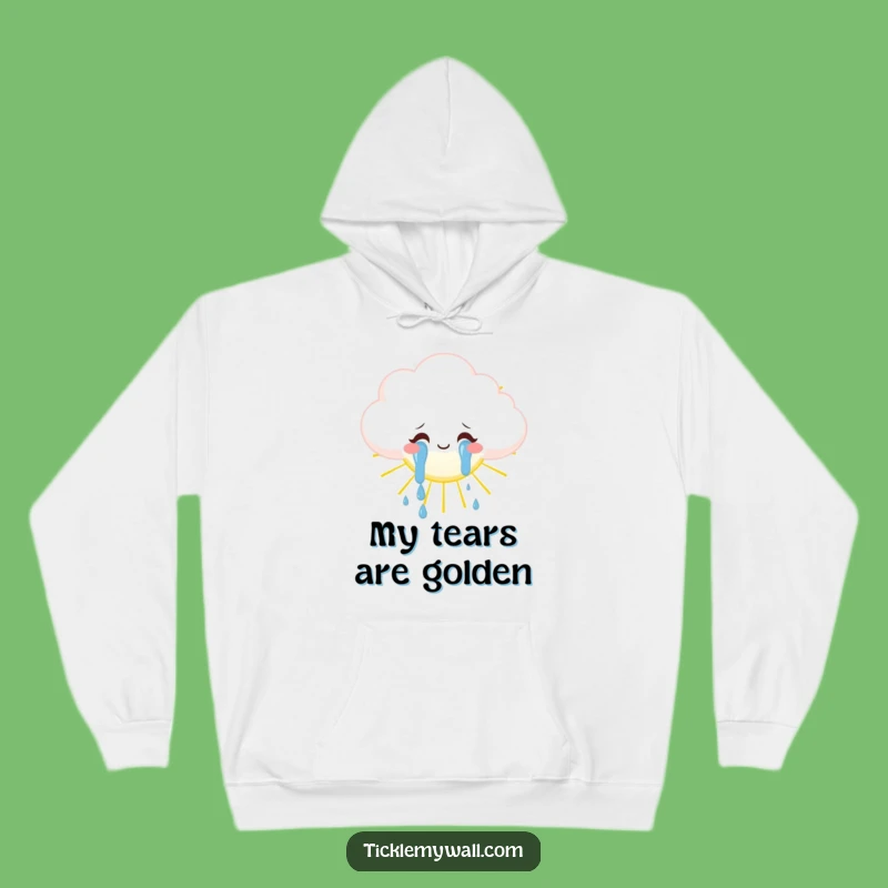 Funny Joyful Cloud Hoodie: Cozy Tears of Happiness Art, Whimsical Comfort Gift