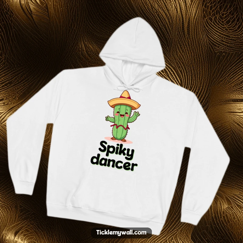 Funny Limbo Cactus Hoodie: A cheerful cactus wearing a sombrero limboing, cozy and humorous fiesta apparel.