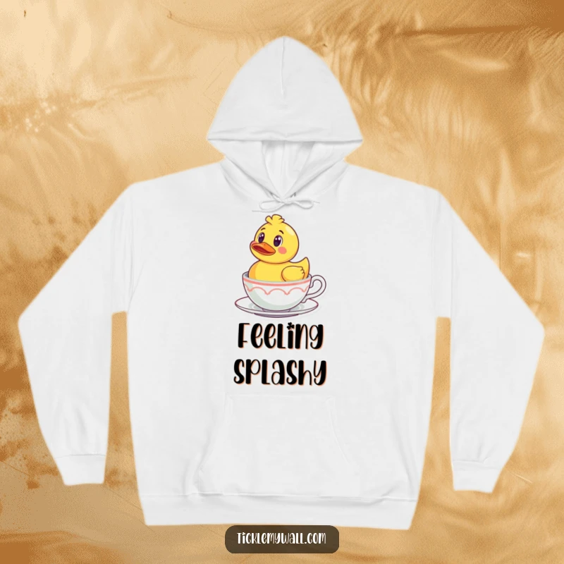 Funny Rubber Ducky Teacup Hoodie: A surprised rubber ducky floating in a teacup, cozy and humorous apparel.