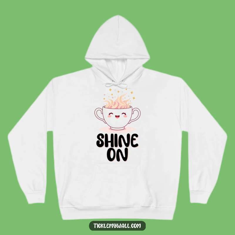 Cozy Funny Glitter Teacup Hoodie: Joyful Sparkle, Warm Fun