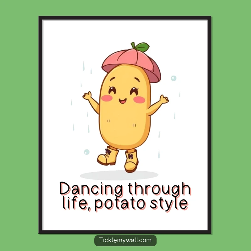 Free Printable Wall Art: Happy Dancing Potato, Joyful Downloadable Decor for Your Home