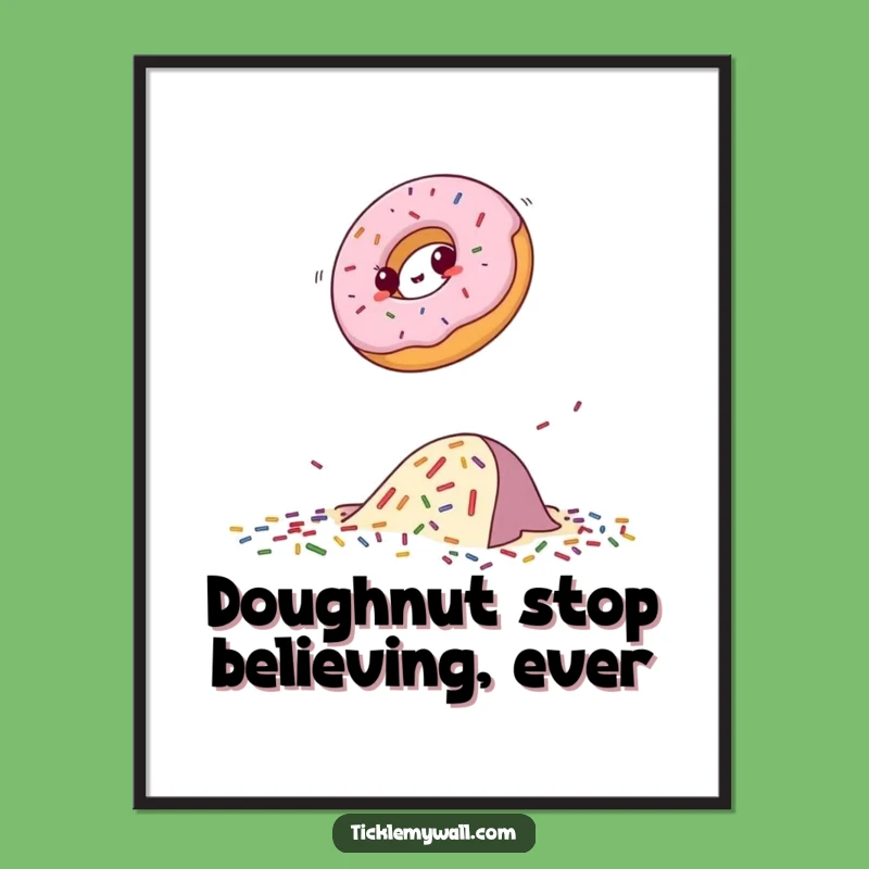 Free Printable Wall Art: Determined Donut Leaps - Funny Downloadable Art