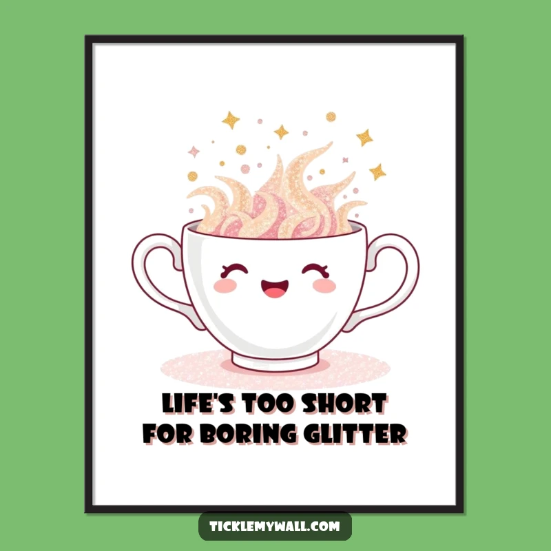 Free Printable Wall Art: Glitter Teacup Overflow Downloadable Decor