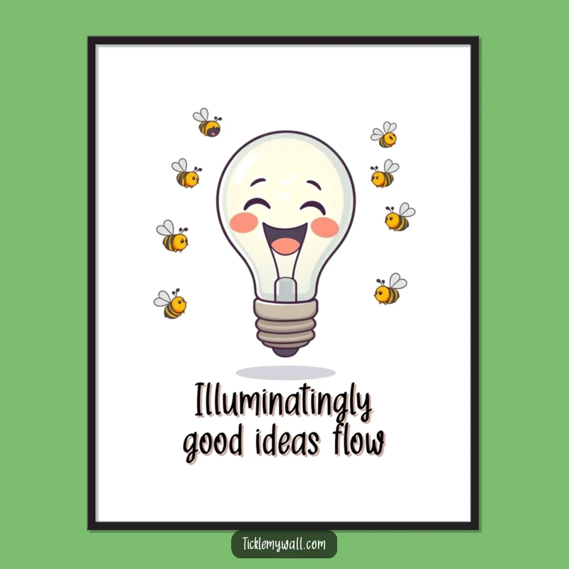 Free Printable Wall Art: Laughing Lightbulb Bee Juggling Funny Downloadable Decor