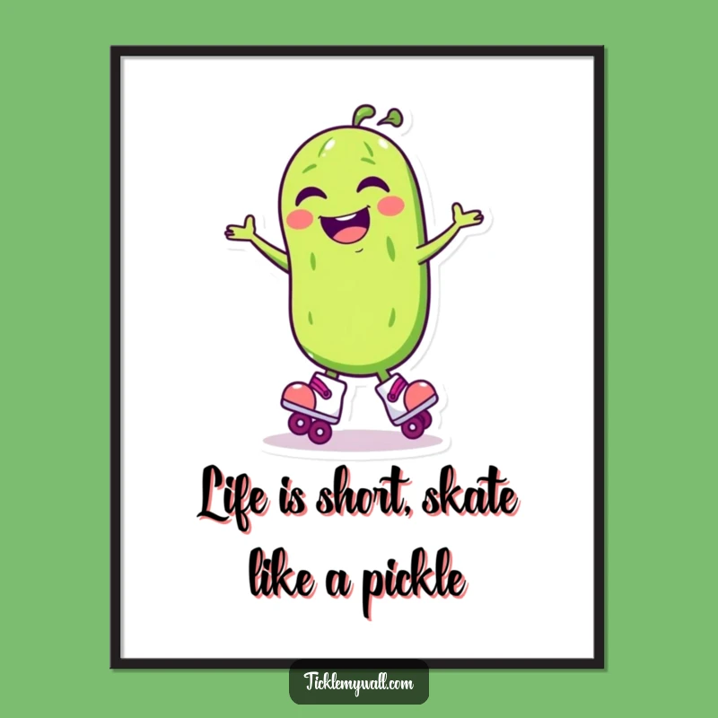 Free Printable Wall Art: Laughing Pickle Skater, Hilarious Downloadable Decor for Your Space