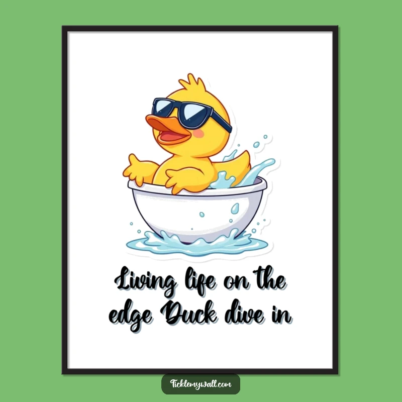Funny Free Printable Wall Art: Cool Duck Splash - Quirky Bath Decor