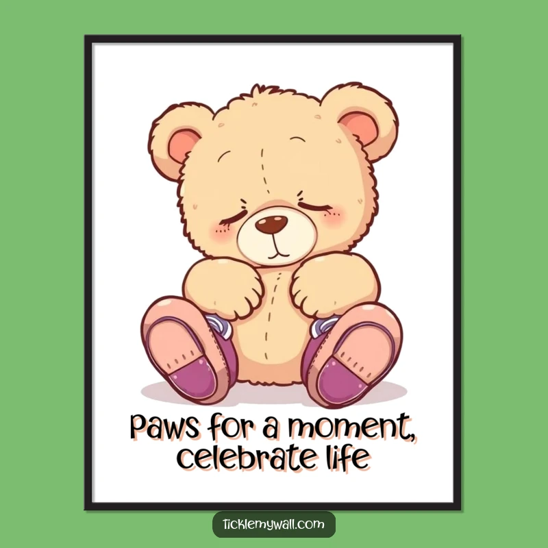 Funny Free Printable Wall Art: Sleepy Bear Shoe Mischief for Cozy Spaces