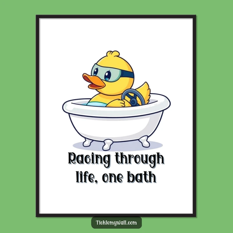 Funny Free Printable Wall Art: Duck Bathtub Race Car, Wild Downloadable Decor