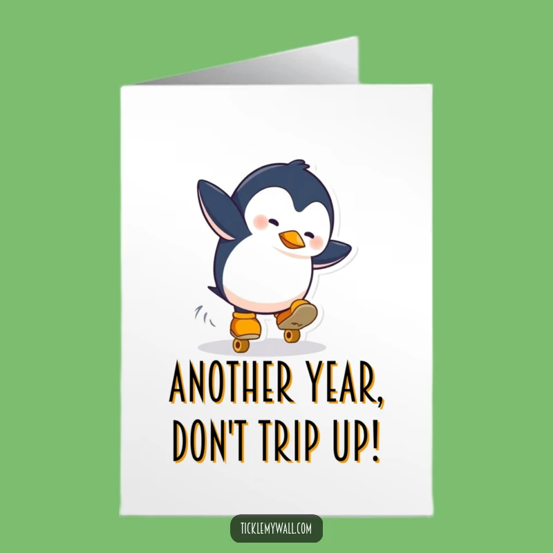 Funny Free Printable Penguin Birthday Card: Hilarious Skater Fail Gift!