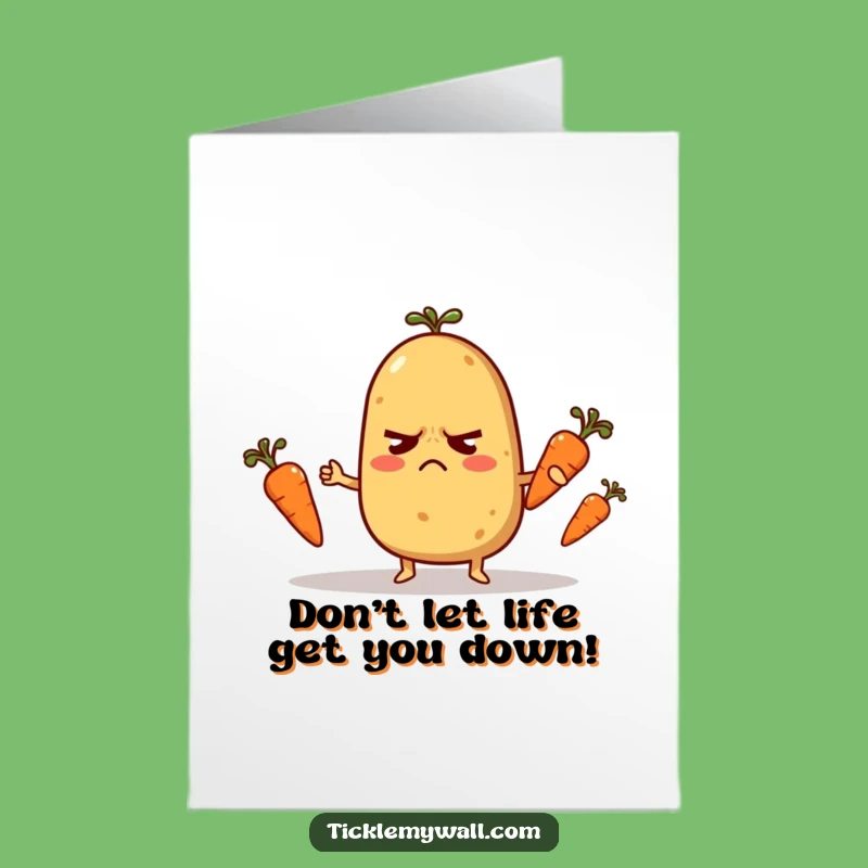 Free Printable Birthday Card: Nervous Potato Juggling, Funny Downloadable Gift