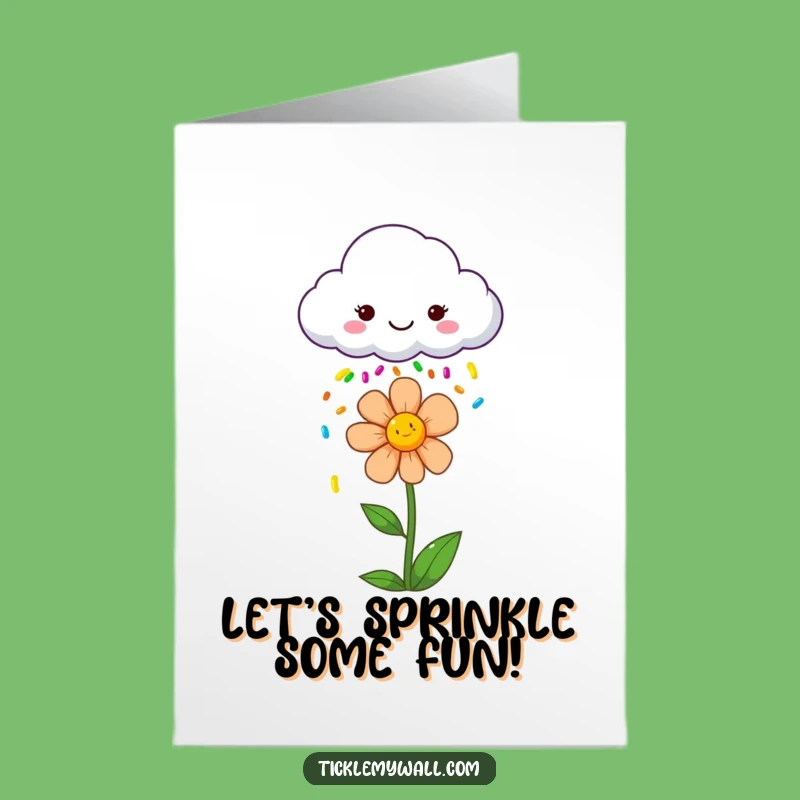Free Printable Birthday Card: Cheerful Cloud Sprinkle Flower Greeting Downloadable Gift