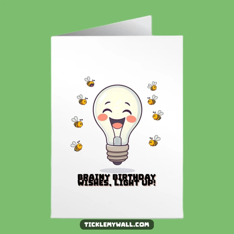 Free Printable Birthday Card: Laughing Lightbulb Bee Juggling Funny Downloadable