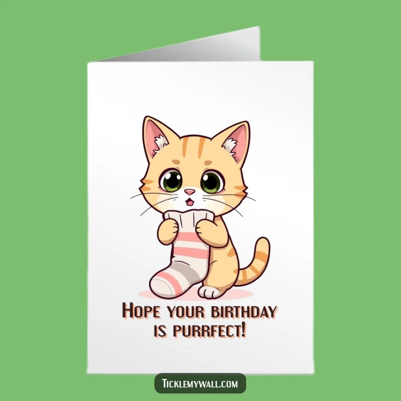 Free Printable Cat Sock Birthday Card - Hilarious Feline Downloadable Gift