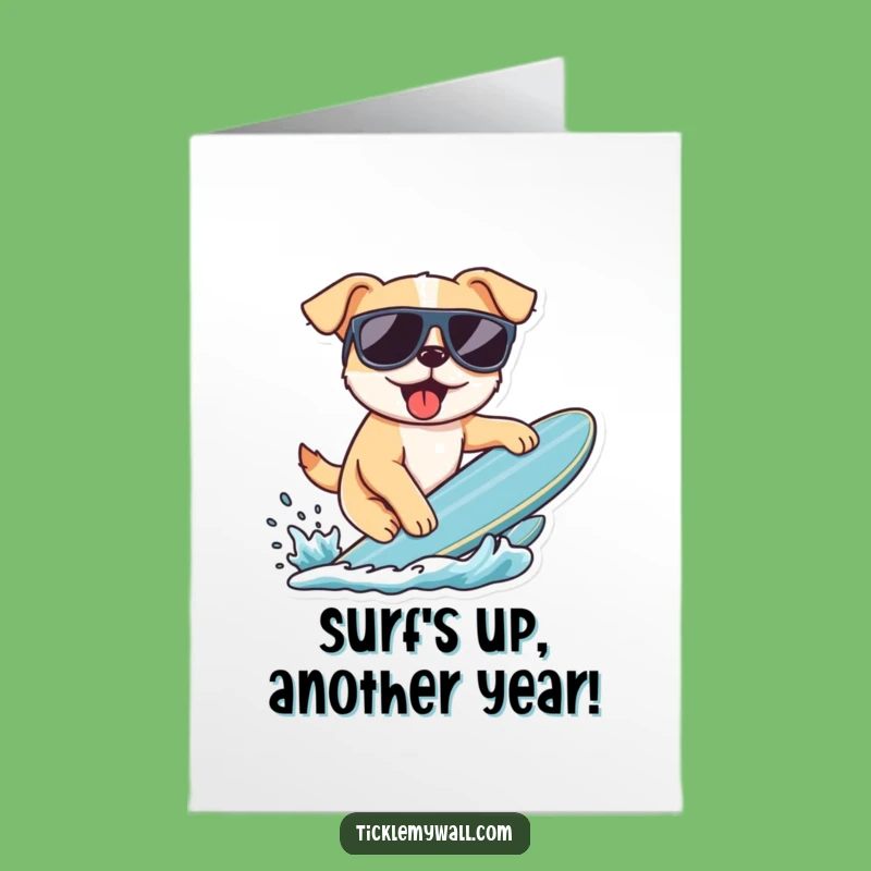 Funny Free Printable Dog Birthday Card: Surfing Pup Hilarious Gift!