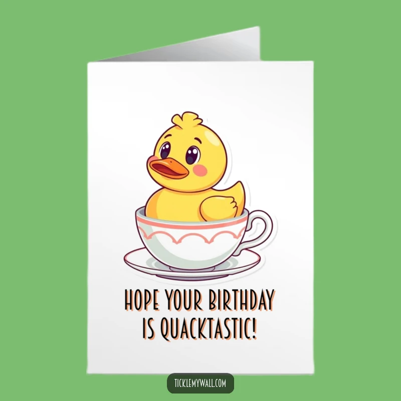 Free Printable Birthday Card: Surprised Duck in Tea, Hilarious Downloadable Gift