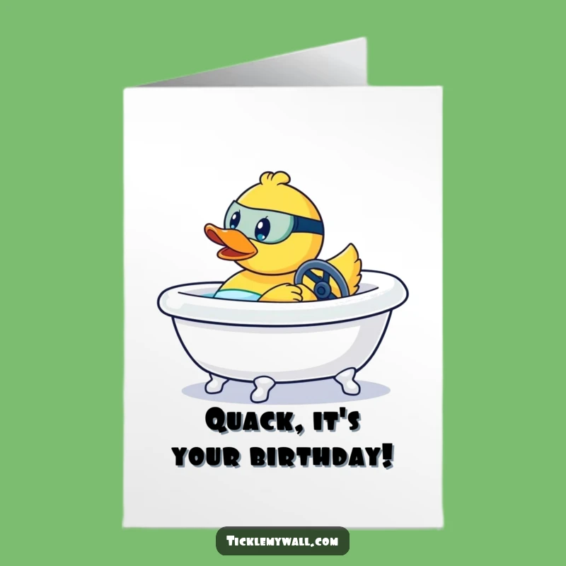 Free Printable Birthday Card: Rubber Duck Race Car, Wild Funny Downloadable Gift