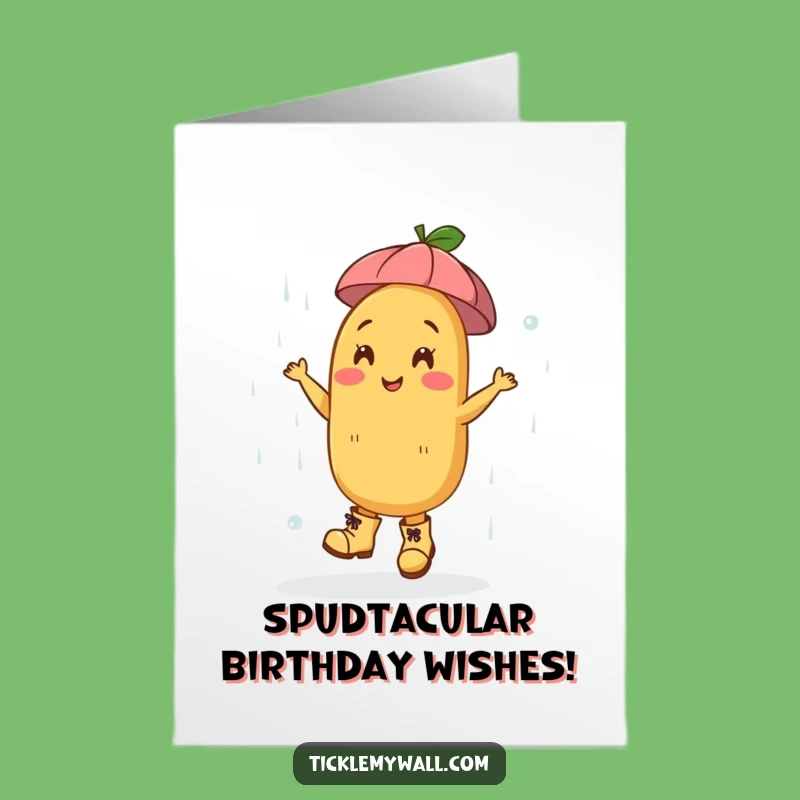 Free Printable Birthday Card: Happy Dancing Potato for a Joyful Downloadable Gift