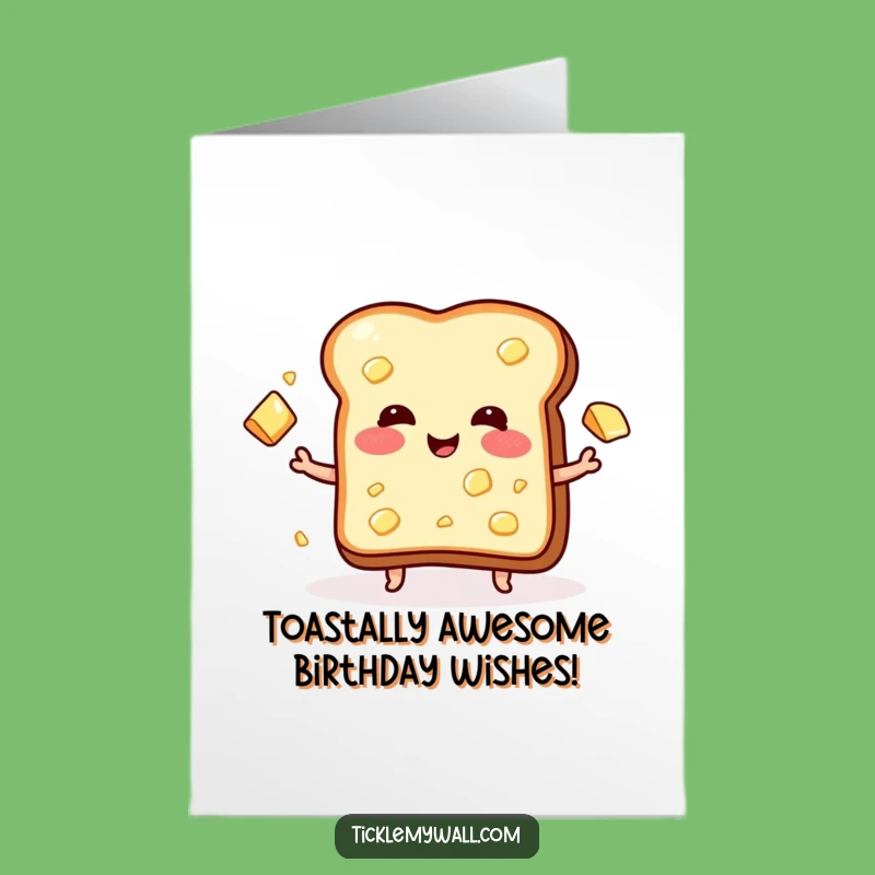 Free Printable Birthday Card: Blushing Toast Juggling Butter Funny Downloadable Gift