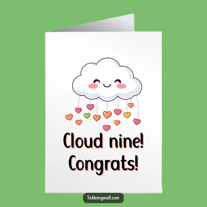 Free Printable Congrats Card: Joyful Cloud Raining Hearts Funny Downloadable
