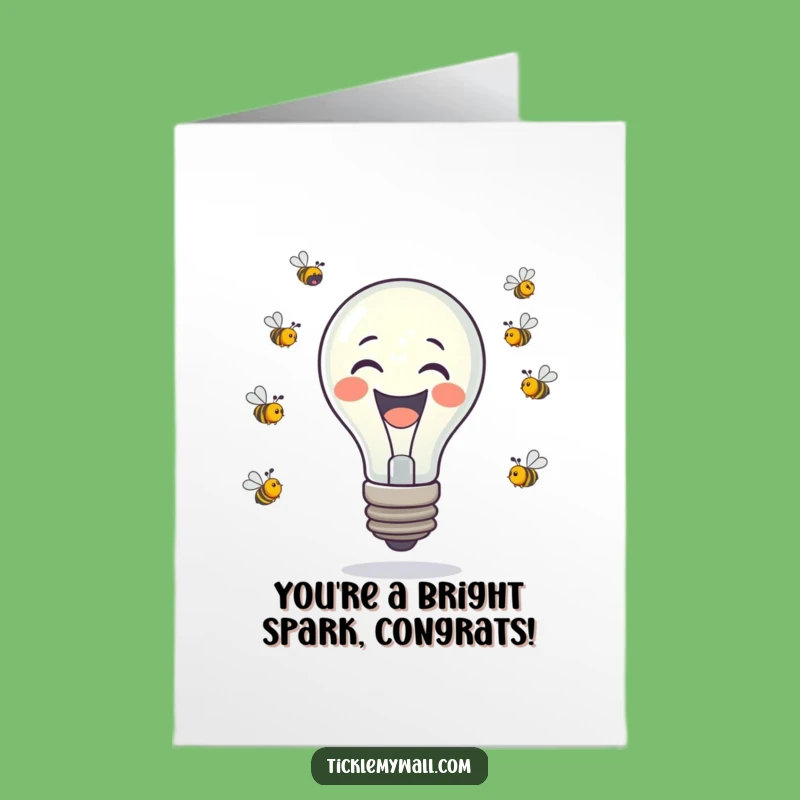 Free Printable Congrats Card: Lightbulb Bee Juggling Funny Success Downloadable