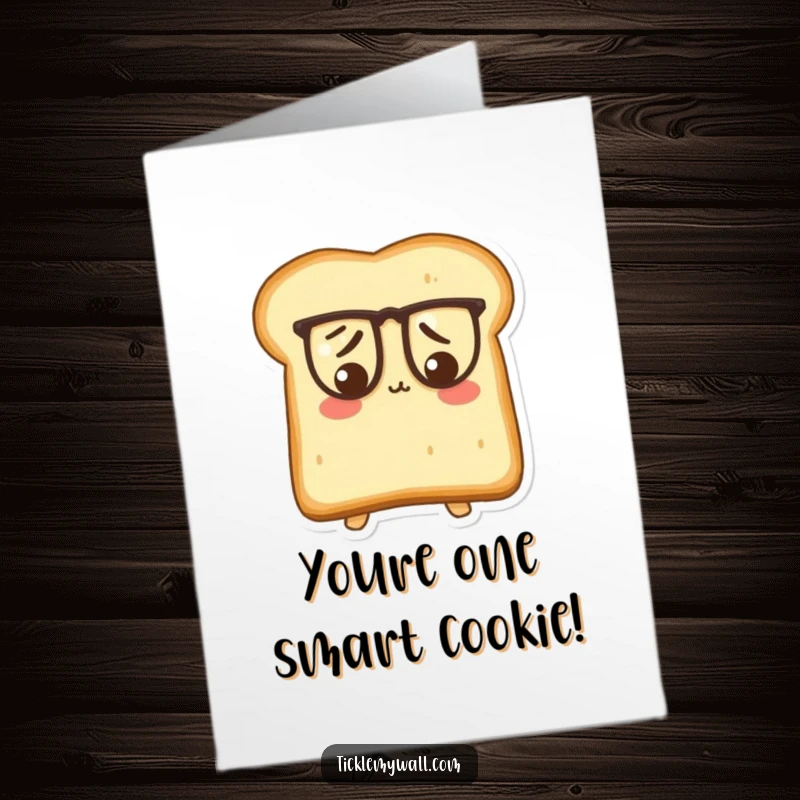 Funny Free Printable Congrats Card: Puzzled toast in spectacles, looking wise, a humorous congratulatory message.